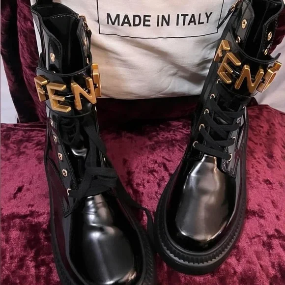 Fendi | Shoes | Fendi Black Boots With Gold Accents | Poshmark display picture 1